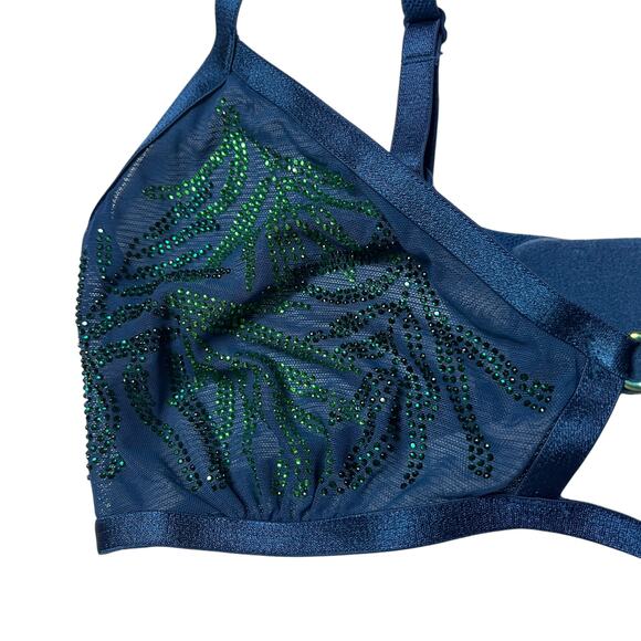 Victoria's Secret Rhinestone Bling Leaf Mesh Limited Edition Bralette Medium - Picture 3 of 5